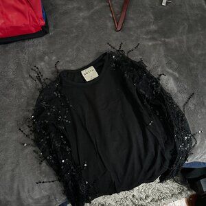 Orttu Long Sleeve Sequined Sleeves Shirt